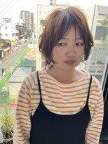 ビハインドザカーテン(BEHIND THE CURTAIN) くせ毛風ニュアンスパーマ×ミディアムレイヤーボブ