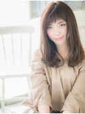 mod's天神/大人かわいいぱっつん前髪くすみベージュ毛先パーマa