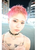 ベリーショート/バズカット/ショート/ハイトーン/ペールピンク