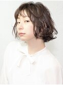 ショートボブ/フェザーボブ/ショコラグレージュ/ウェーブ/20代