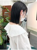 切りっぱなしボブ×ハイライトグレージュ