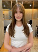オリーブベージュ/顔まわりレイヤー