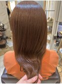 小顔セミウェットウェーブ＊カッパーピンク＊艶感カラー