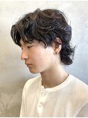 センターパートメンズパーマニュアンスパーマフェザーパーマ調布