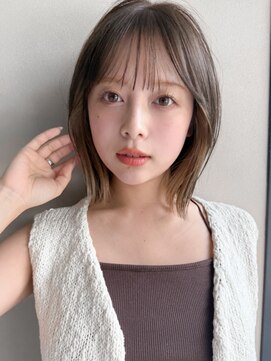 リヤン 表参道(lyann) アプリコットオレンジイヤリングカラー外ハネボブくびれヘアa