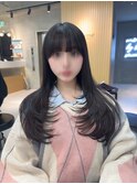 黒髪カタログオリーブグレーココアベージュ小顔に見せるヘア博多