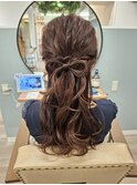リボン付きハーフアップ