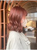 ブリーチなし/ピンクベージュ/ボブ/20代30代