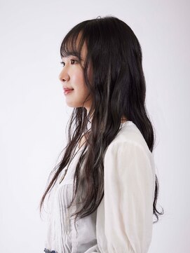 アース 三軒茶屋店(HAIR&MAKE EARTH) 三軒茶屋_レディース_ロング_ブラック_コテ巻き_パーマ_波巻き