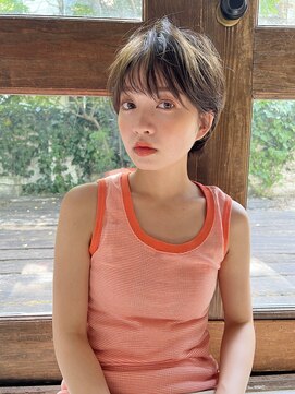 ネオリーブアイム 横浜西口店(Neolive aim) サマーショート マッシュバング ブリーチなし明るめグレージュ