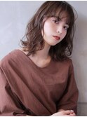 抜け感 大人かわいい外ハネふわゆるミディニュアンスパーマ