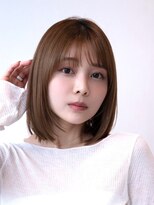 20代30代大人かわいい斜めバングデザインカラーシルキーベージュ