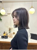 透明感アッシュグレージュ/くびれヘア/長めボブ
