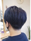 刈り上げマッシュ&ブルーブラックカラー