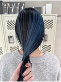 表参道/ブリーチ/MIXカラー/デザインカラー/ブルー×ブラック