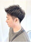 メンズビジネスショートツーブロックバーバー眉毛カット理容室