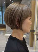青山髪質改善カラーミディアムボブアッシュグレージュ50代60代