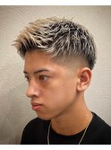 1018ハイライトメッシュスパイキーショート刈り上げフェード