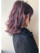 エル セルカ 高田馬場(el CERCA)&nbsp;ピンクバイオレットカラー&外ハネ切りっぱなしロブ【高田馬場】