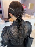 【山田】金箔編みおろしヘア　結婚式お呼ばれヘア