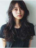 大人上品なウェーブパーマ×小顔黒髪ロングヘアー