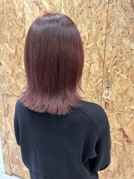 ヘアデザイン プティパ(Hair Design petit-pas) 切りっぱなしボブ×ボルドーカラー