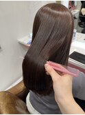 髪質改善メテオカラーショコラブラウンベージュミディアムヘア