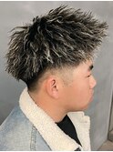 奈良men'sホワイトメッシュツイストパーマジェットモヒカン