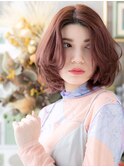 ■ミルクティーピンク抜け感小顔ボブパーマ401-3上尾30代40代