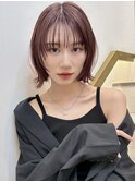 ピンクアッシュフェイスレイヤーボブ似合わせショートボブA0815