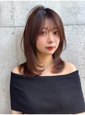 黒髪カタログ/オリーブグレー/小顔に見せるヘア/クラゲヘアー