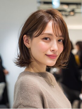 ショート/レイヤーカット/ボブ/外ハネ/透明感ブラウン