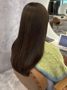 カノエ 福岡香椎店(canoe) オリーブアッシュ 透明感カラー 髪質改善 ロング 縮毛矯正 艶髪