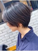 【前髪長め】襟足スッキリ丸みショート×ハイライトカラー