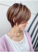 白髪ぼかしハイライト/絶壁解消/ひし形大人ショートボブ/聖