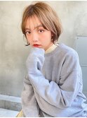 mowen ショートボブ×スモーキーベージュ×ハイトーン
