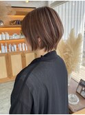 大人ショート×脱白髪染めハイライト