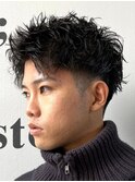 ビジネスショートメンズマッシュツイストパーマツーブロック