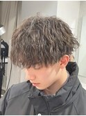 ツイストスパイラルパーマスペインカールダークアッシュマンバン