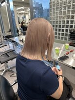 サンク 原宿 表参道(cinq)&nbsp;ピンクベージュインナーカラー顎ラインボブダブルカラー