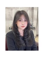 シェノン 近鉄奈良店(CHAINON)&nbsp;ワンホンレイヤー/ミルクティーブロンド/ダークブルー/近鉄奈良
