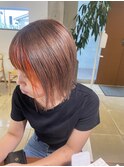 オレンジフェイスフレーミング　暖色透け感アッシュベージュ