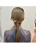 #ヘアセット#ヘアアレンジ#ハーフアップ＃シニヨン＃編み