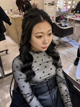 ヘアメイク エンカレッジ(HAIR MAKE encourage) 編み込みアレンジのハーフアップお団子