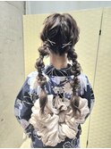 浴衣ヘア♪ツインテール♪編みおろし