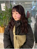 ワインレッド　顔まわりカット