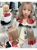 エンドカラー　グラデーションカラー　ホワイトブロンド　YUKI