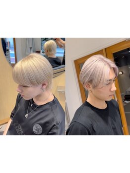 《ムラのないダメージレスな施術が◎》ブリーチサロンだからこそできる滑らかな色味のメンズハイトーン＊