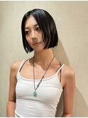 切りっぱなしショート・ボブ/ミニボブ/前髪なし/20代/ロブ/丸顔