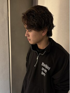 シャドーパーマ×センターパート